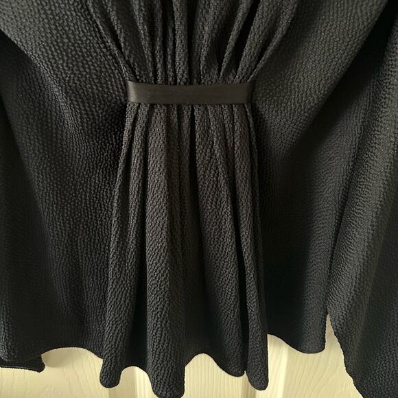 Givenchy Kimono Sleeve Black Top Silk blend Gathered front IT 38 - Picture 9 of 14